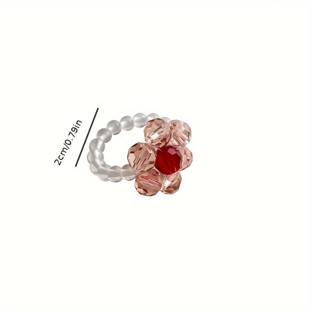 Boho Handcrafted Beaded Flower Rings Set of 2